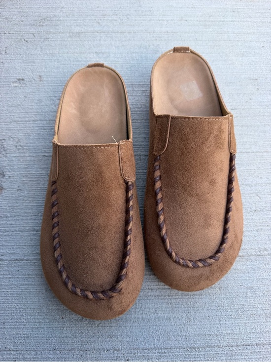 Shoes - Womens Slip-On Suede Mule - Brown